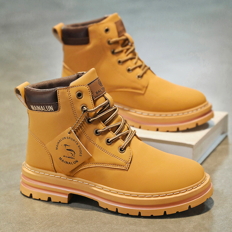 Men'S Shoes Timberland - Классические мужские высокие ботинки, желтые кожаные